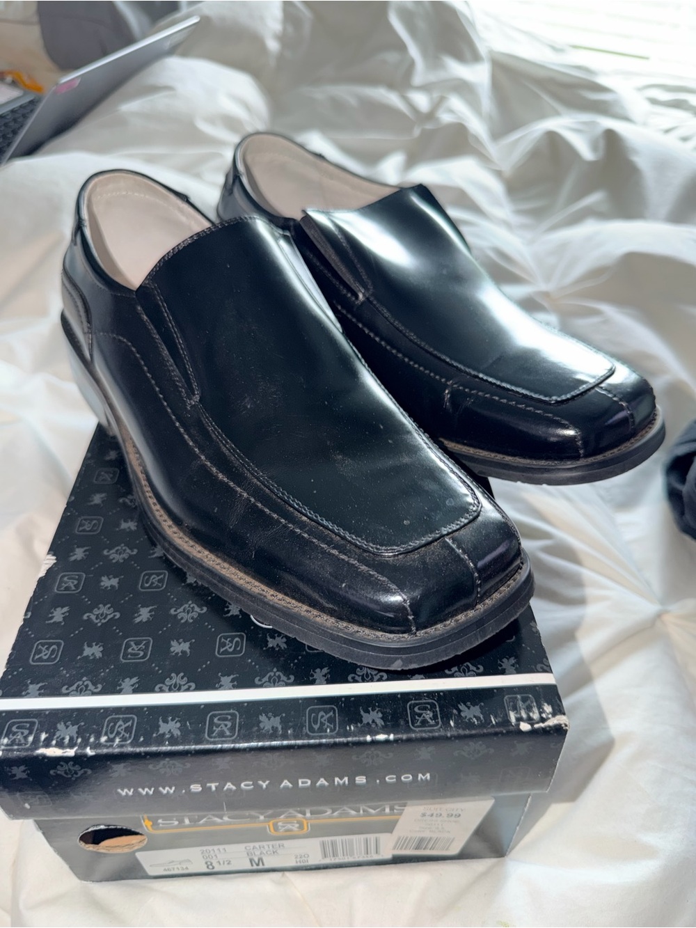 Stacy Adams Carter Black Slip On Dress Shoes Men’s 8.5 Original Box